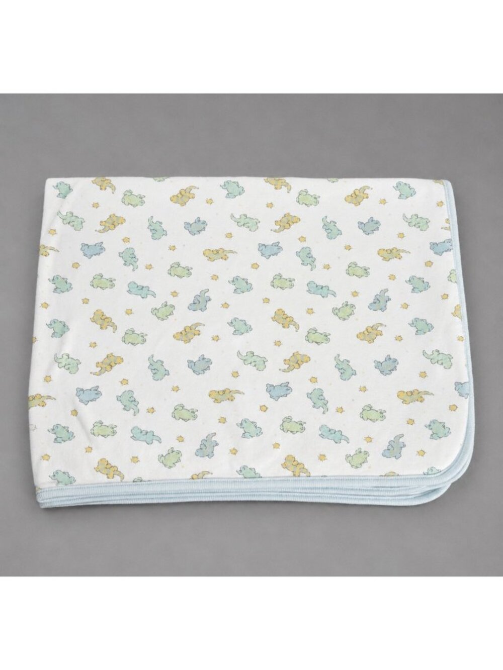 Vintage SIMPLY BASIC Baby Blanket Frog Lizard Sun Stripe Green Blue Yellow White